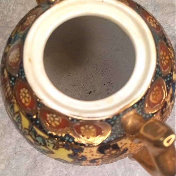 Antique Chinese Tripod Incense Burner Hand Painted Porcelain Gold Gilded Vase - Picture 11 of 14